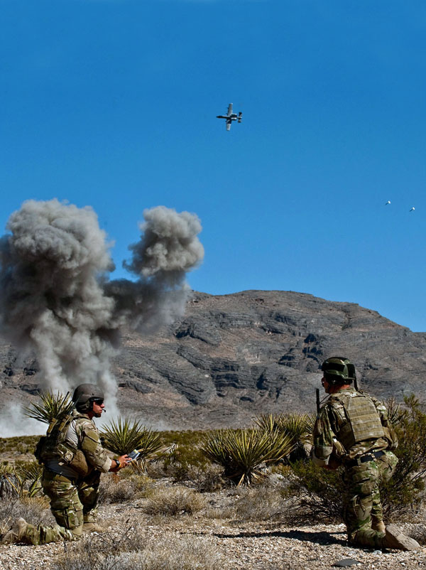 TACP Airmen calling in a strike during training