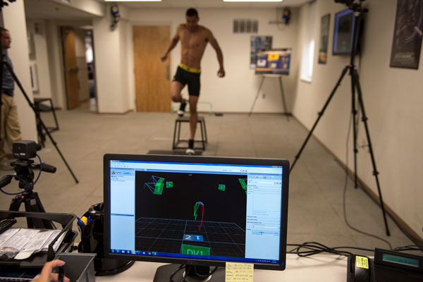 airman being monitored during a physical activity