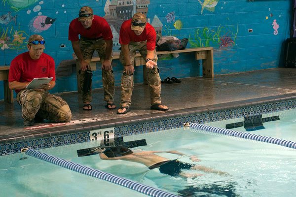 Airmen testing swimming